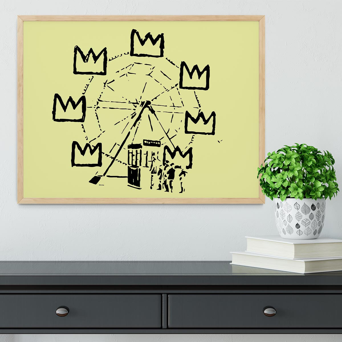 Banksy Basquiat Ferris Wheel Yellow Framed Print - Canvas Art Rocks - 4
