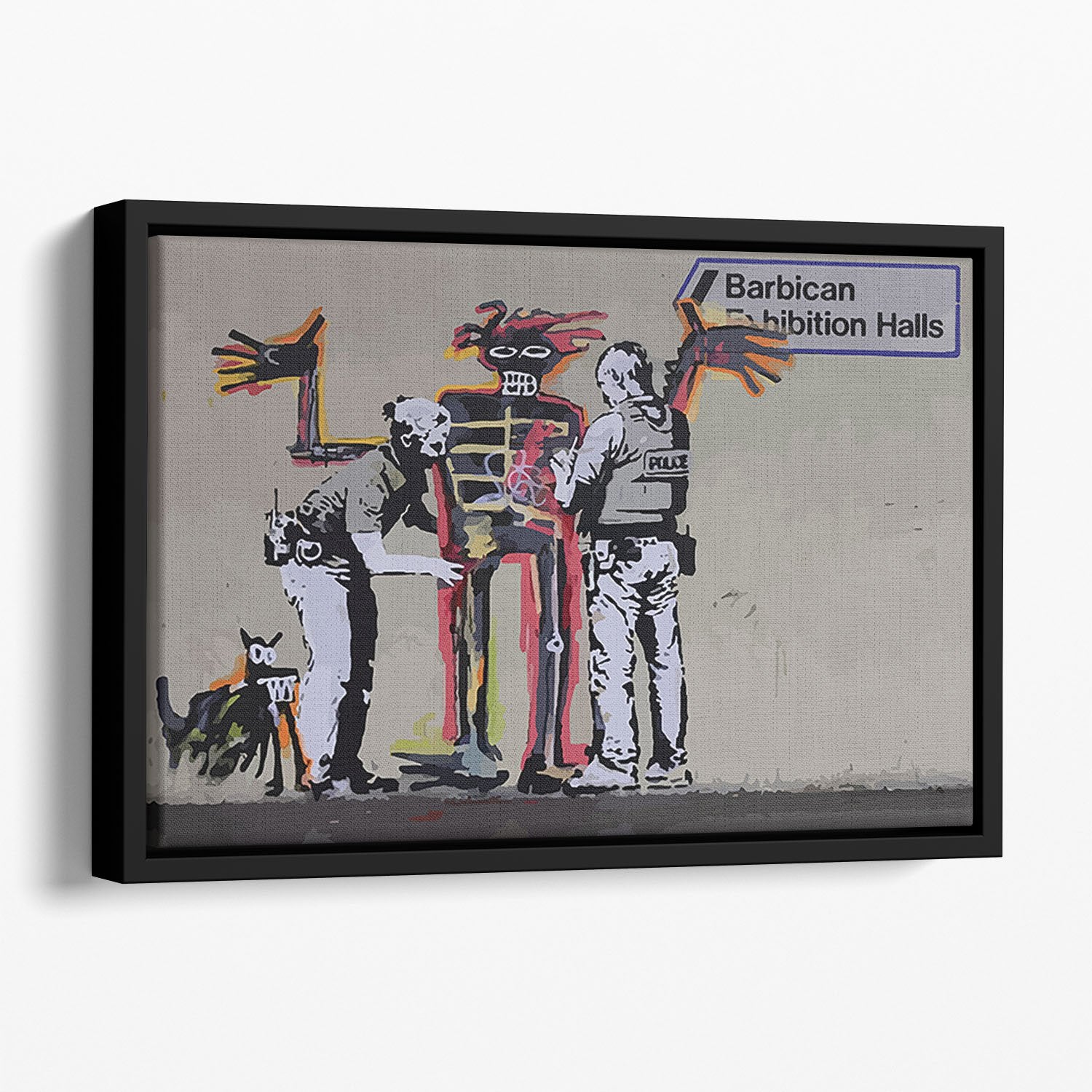 Banksy Basquiat Metropolitan Police Floating Framed Canvas
