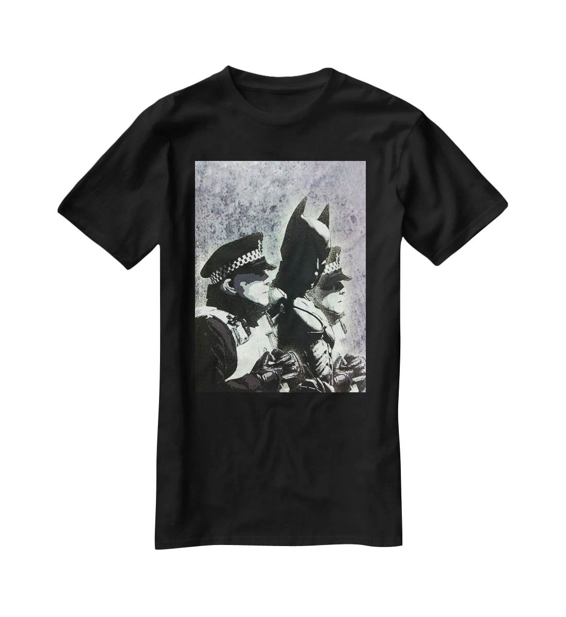 Banksy Batman and the Police T-Shirt - Canvas Art Rocks - 1