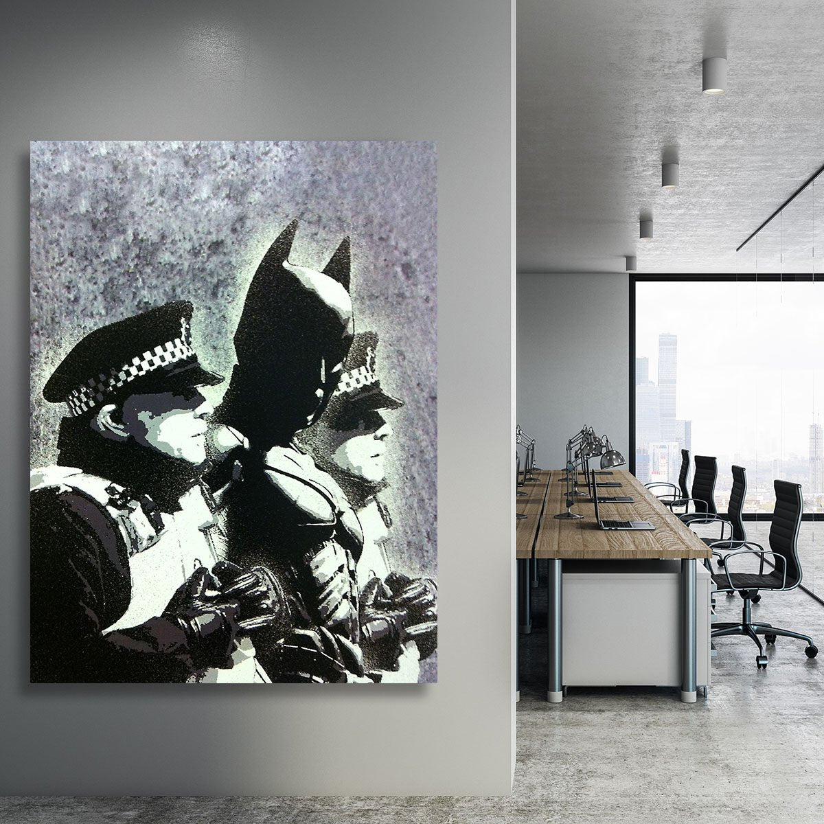 Banksy Batman and the Police Canvas Print or Poster