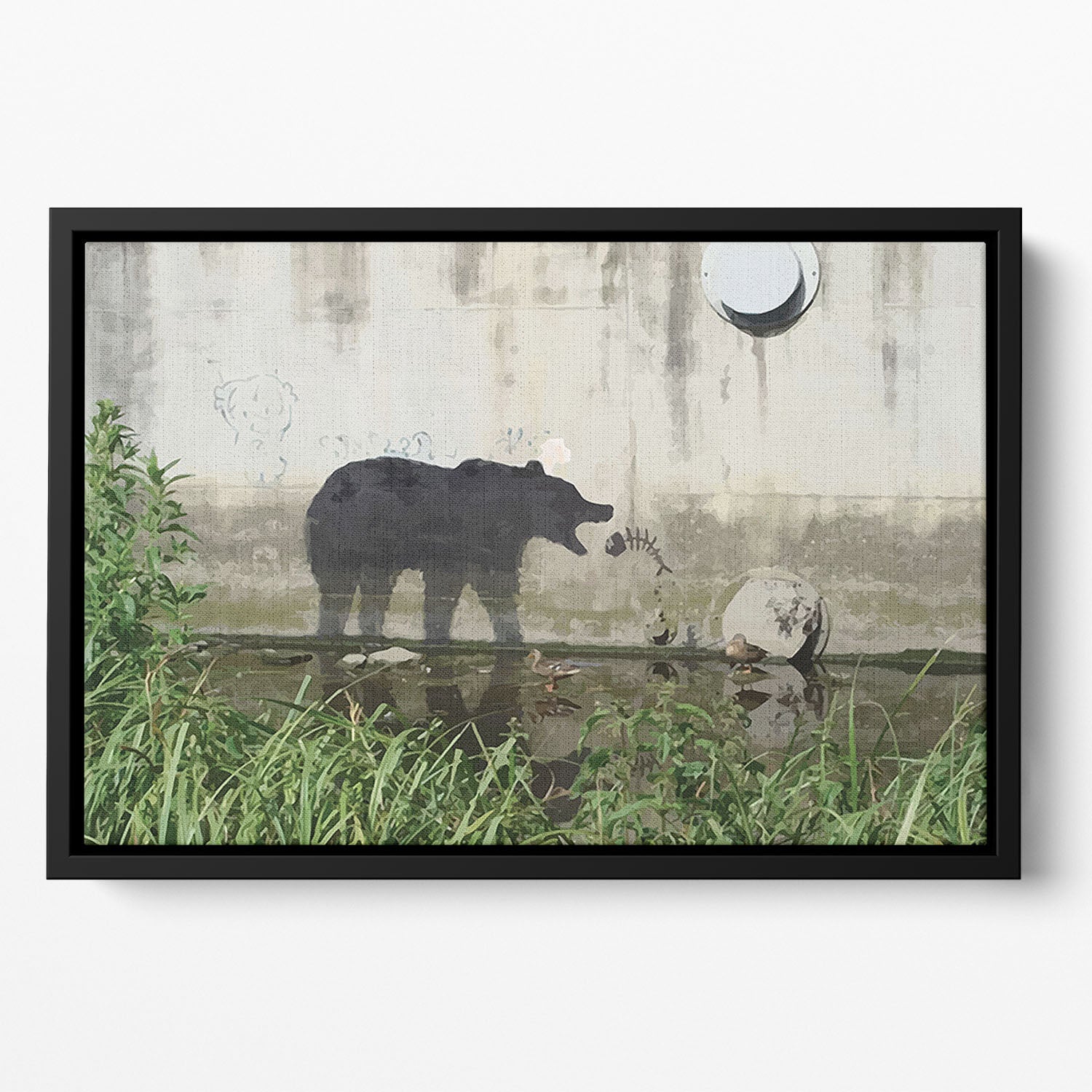 Banksy Bear Floating Framed Canvas