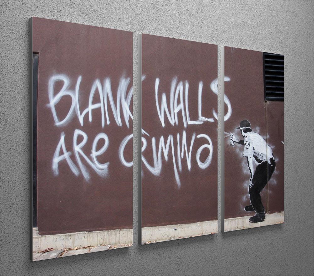 Banksy Blank Walls Are Criminal 3 Split Panel Canvas Print - Canvas Art Rocks