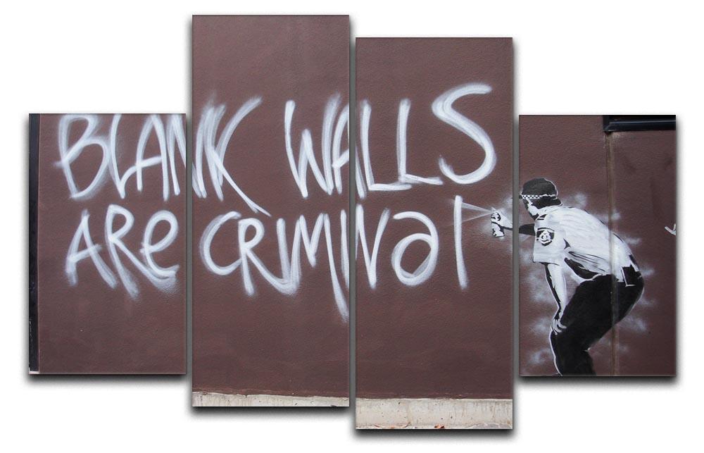 Banksy Blank Walls Are Criminal 4 Split Panel Canvas  - Canvas Art Rocks - 1