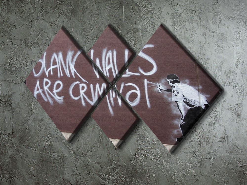 Banksy Blank Walls Are Criminal 4 Square Multi Panel Canvas - Canvas Art Rocks - 2