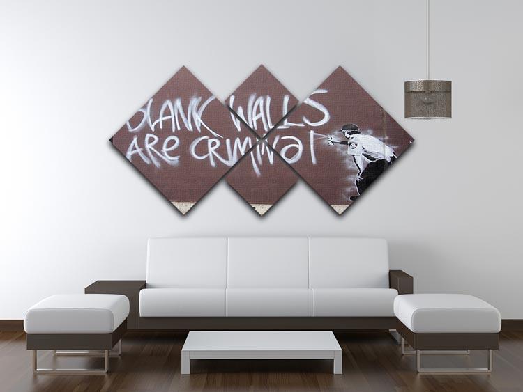 Banksy Blank Walls Are Criminal 4 Square Multi Panel Canvas - Canvas Art Rocks - 3