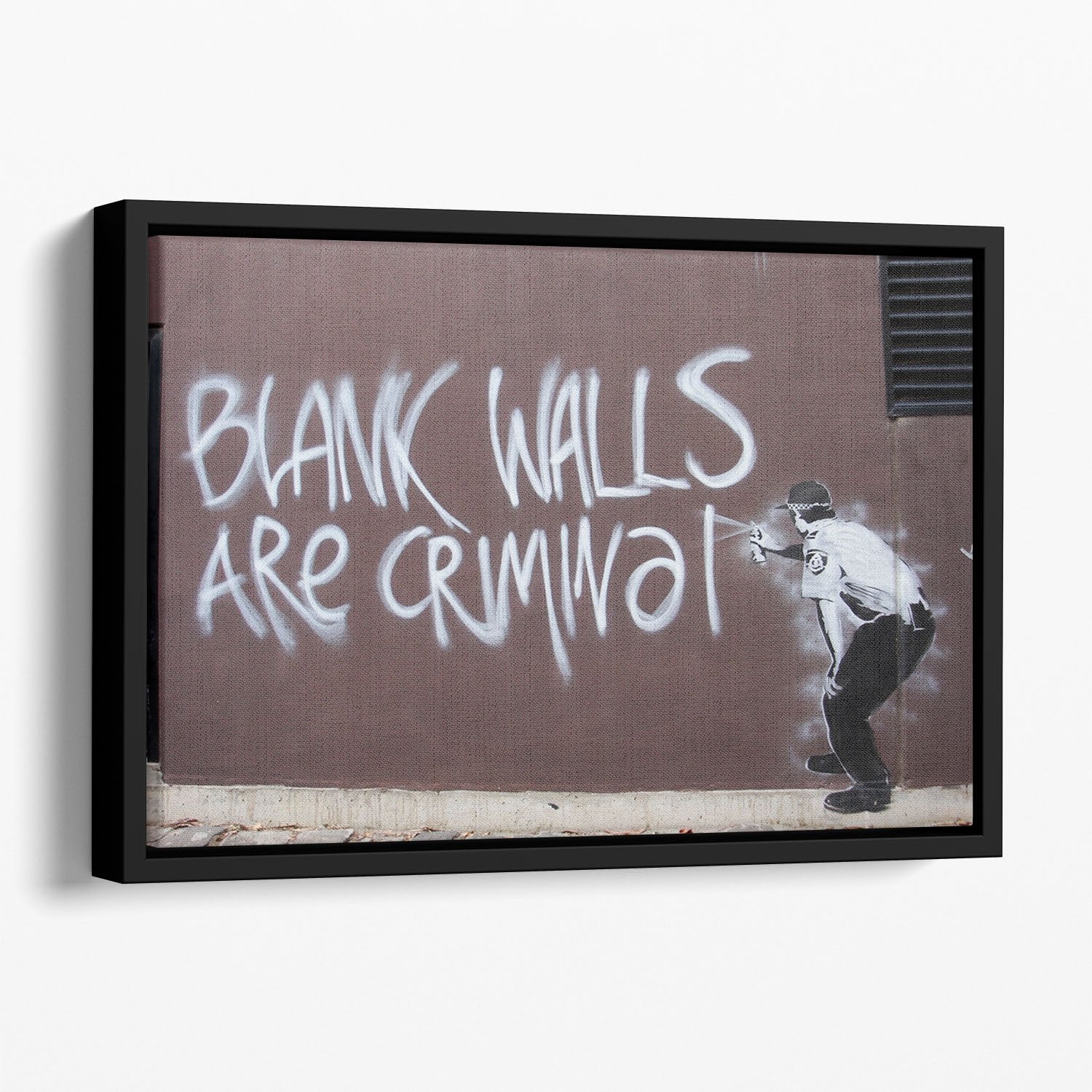 Banksy Blank Walls Are Criminal Floating Framed Canvas