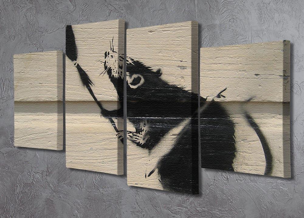 Banksy Broom Rat 4 Split Panel Canvas - Canvas Art Rocks - 2
