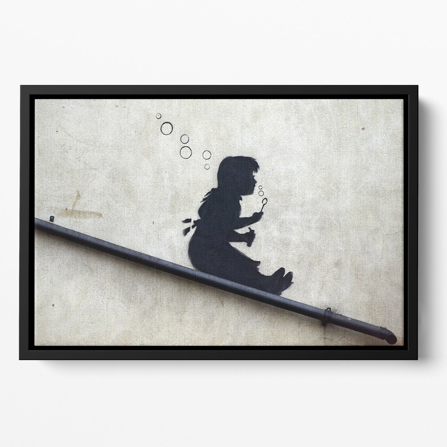 Banksy Bubble Slide Girl Floating Framed Canvas