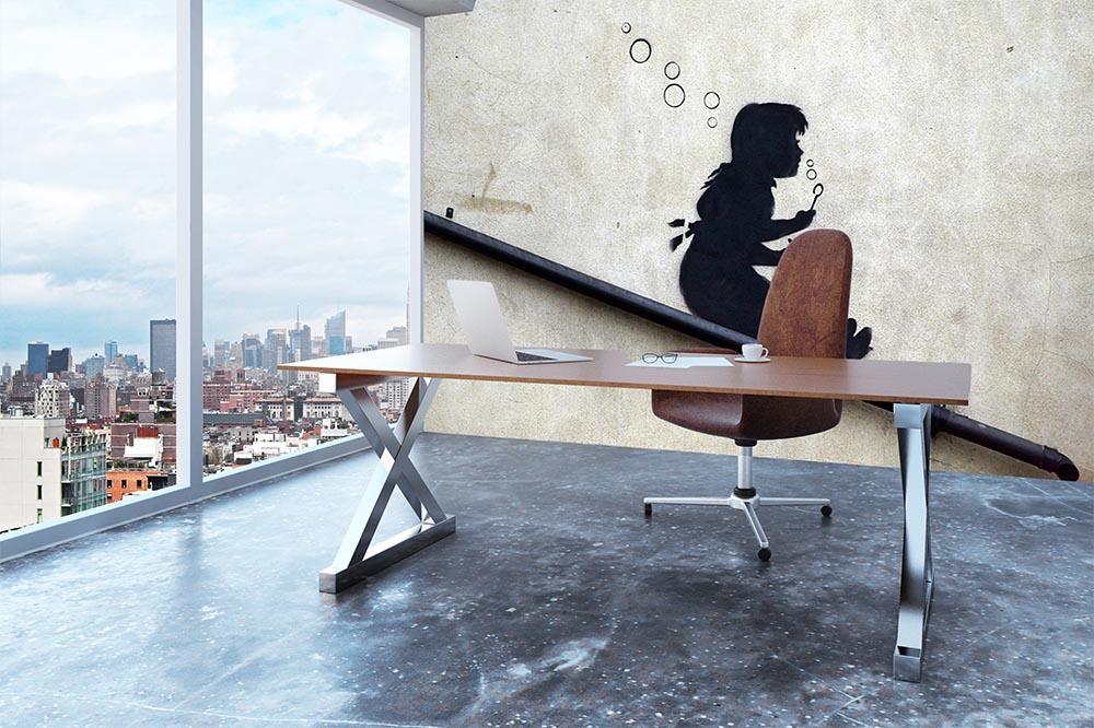 Banksy Bubble Slide Girl Wall Mural Wallpaper - Canvas Art Rocks - 3