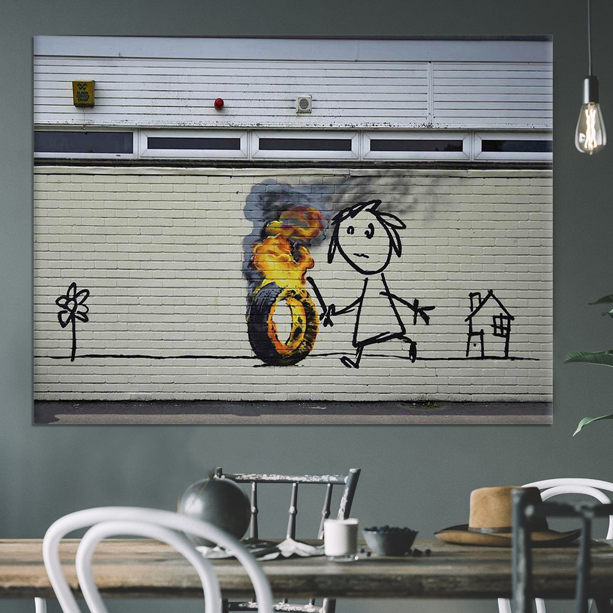 Banksy Burning Tyre Canvas Print or Poster - Canvas Art Rocks - 3