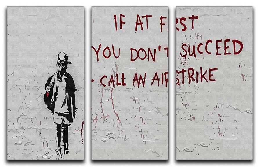 Banksy Call An Airstrike 3 Split Panel Canvas Print - Canvas Art Rocks - 4