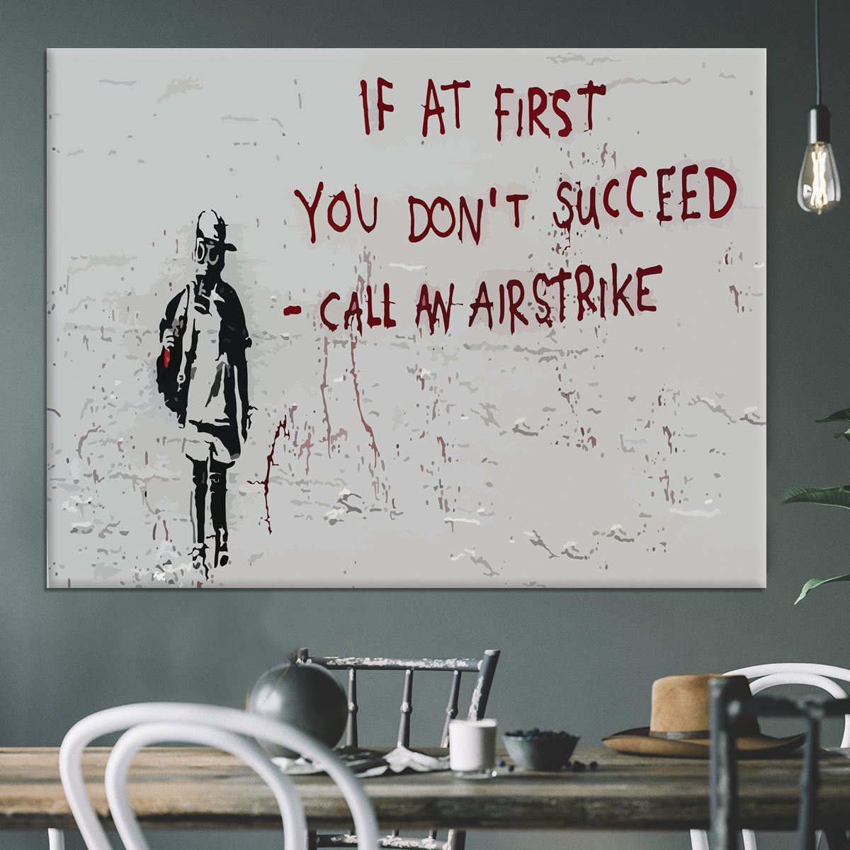 Banksy Call An Airstrike Canvas Print or Poster