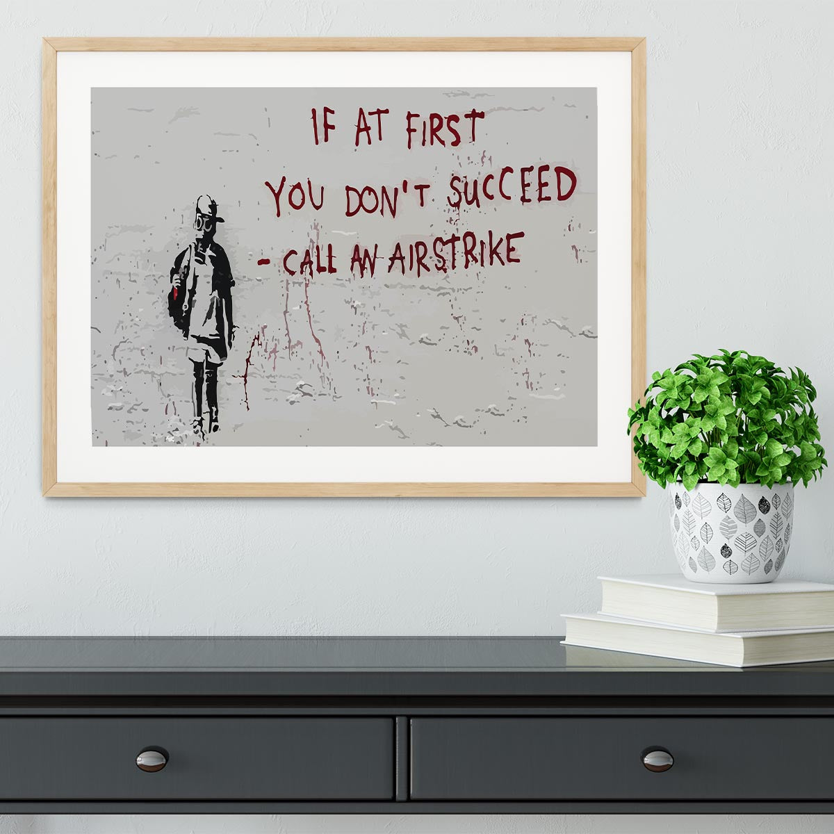 Banksy Call An Airstrike Framed Print - Canvas Art Rocks - 3