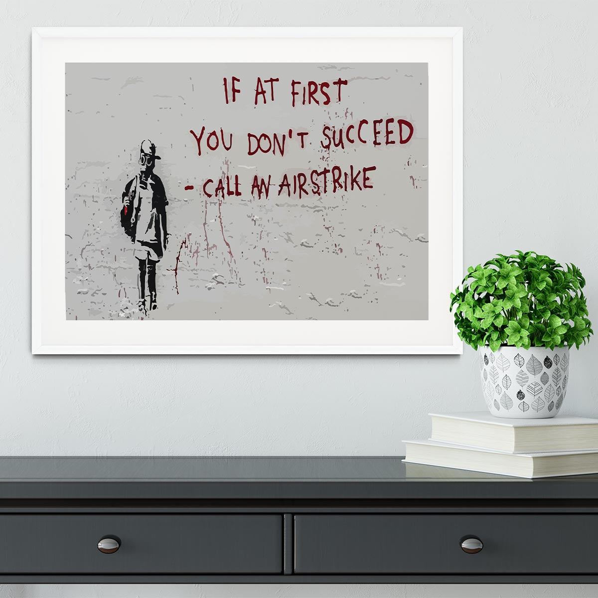 Banksy Call An Airstrike Framed Print - Canvas Art Rocks - 5