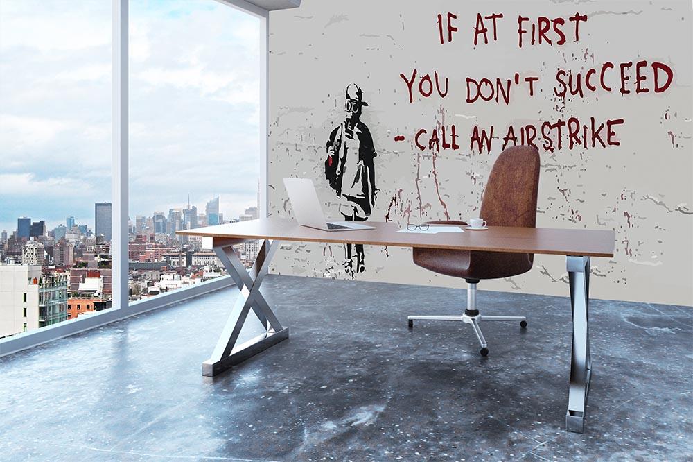 Banksy Call An Airstrike Wall Mural Wallpaper - Canvas Art Rocks - 3