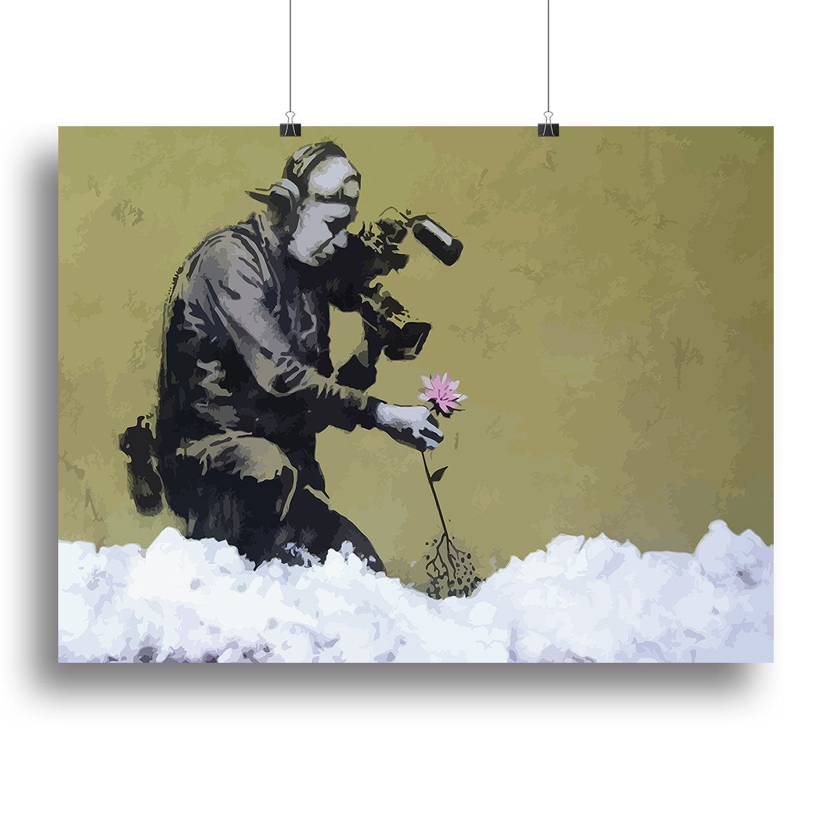 Banksy Cameraman and Flower Canvas Print or Poster