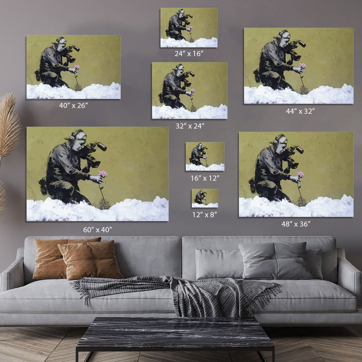 Banksy Cameraman and Flower Canvas Print or Poster