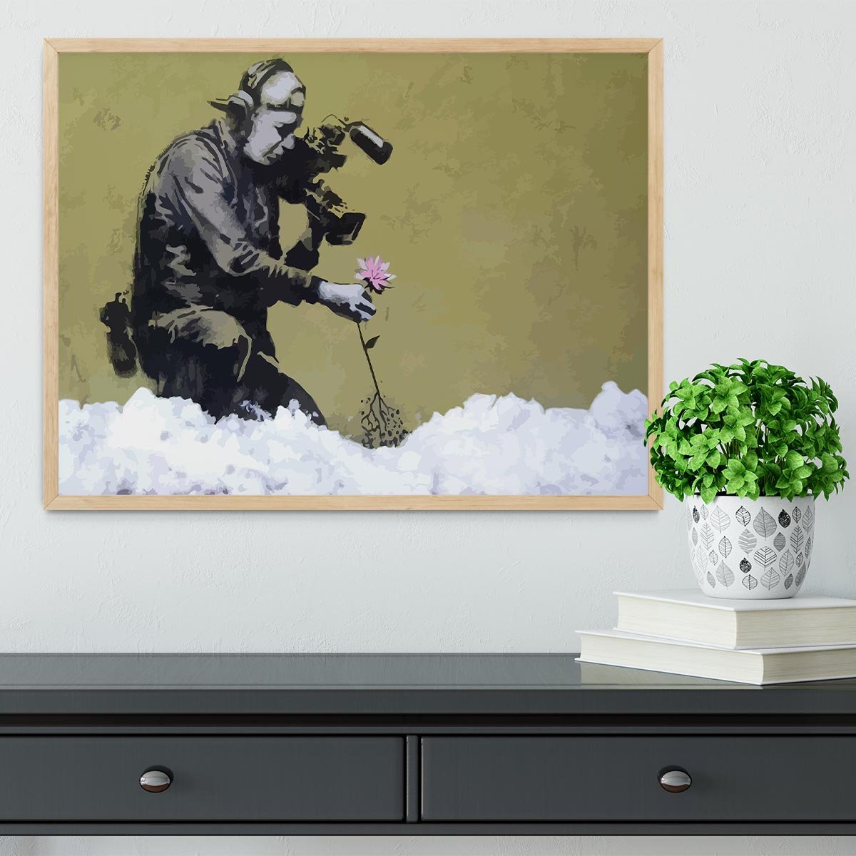 Banksy Cameraman and Flower Framed Print - Canvas Art Rocks - 4