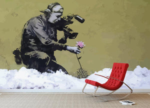 Banksy Cameraman and Flower Wall Mural Wallpaper - Canvas Art Rocks - 2