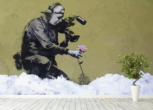 Banksy Cameraman and Flower Wall Mural Wallpaper - Canvas Art Rocks - 4