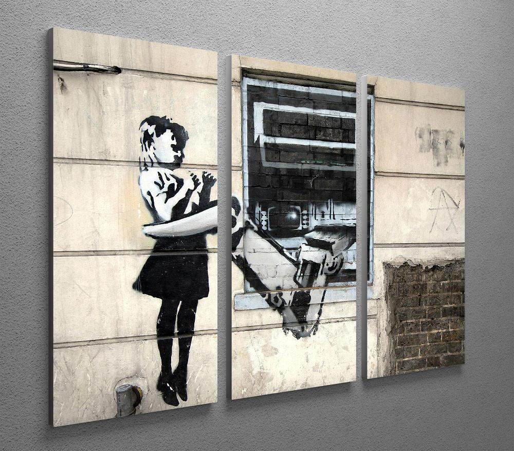 Banksy Cash Machine Girl 3 Split Panel Canvas Print - Canvas Art Rocks