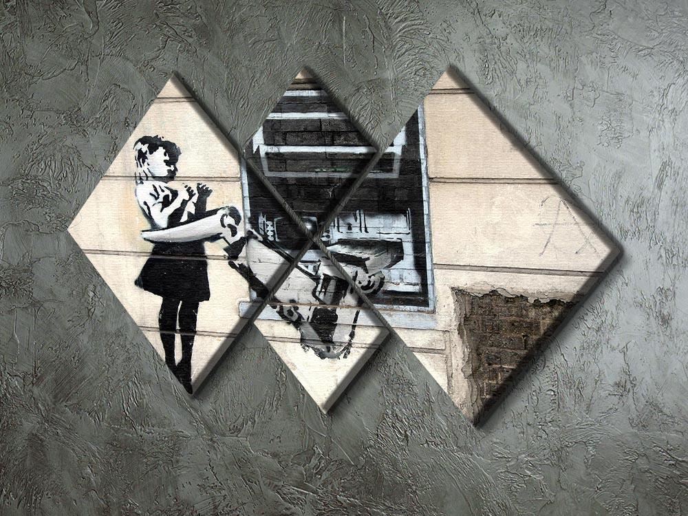 Banksy Cash Machine Girl 4 Square Multi Panel Canvas - Canvas Art Rocks - 2