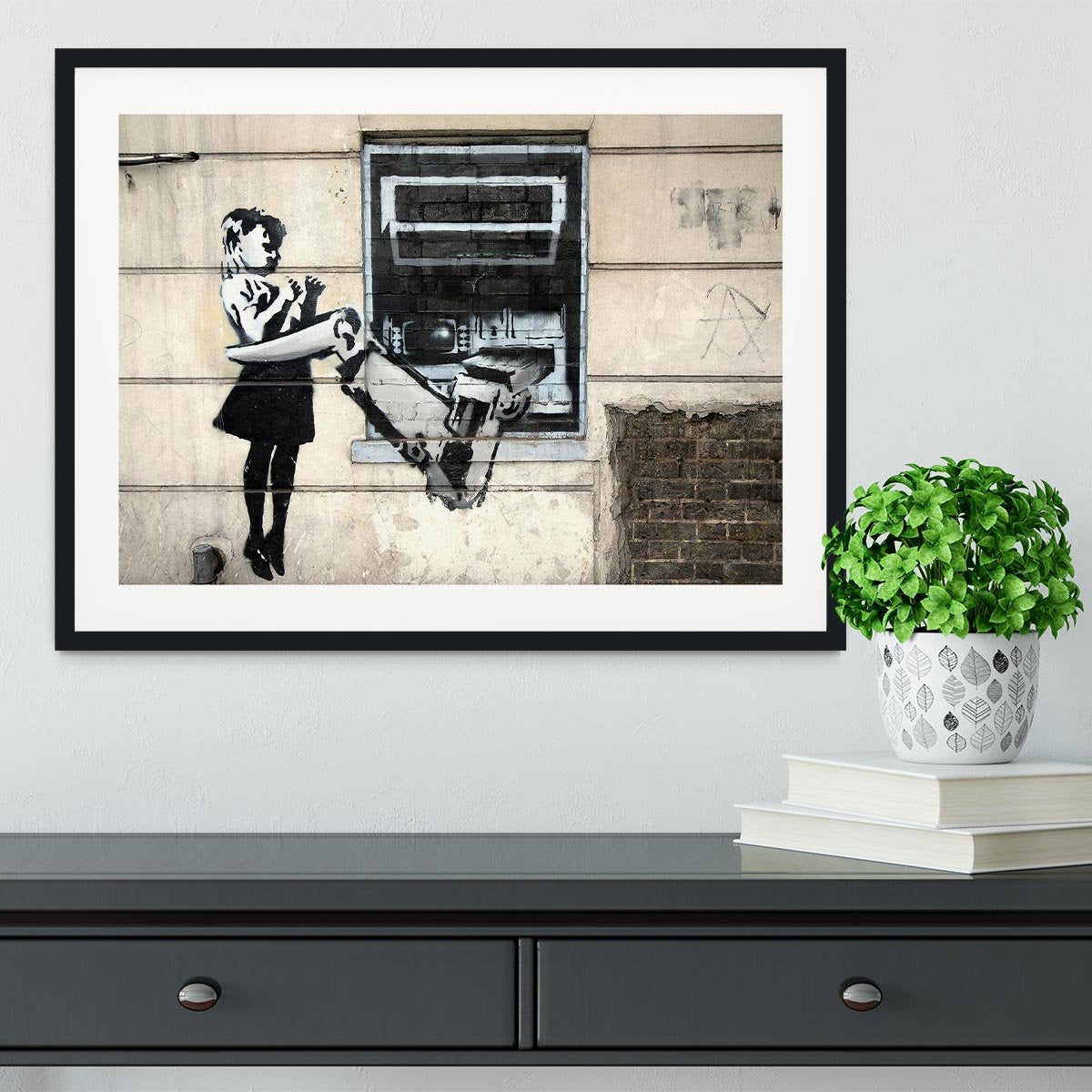Banksy Cash Machine Girl Framed Print - Canvas Art Rocks - 1