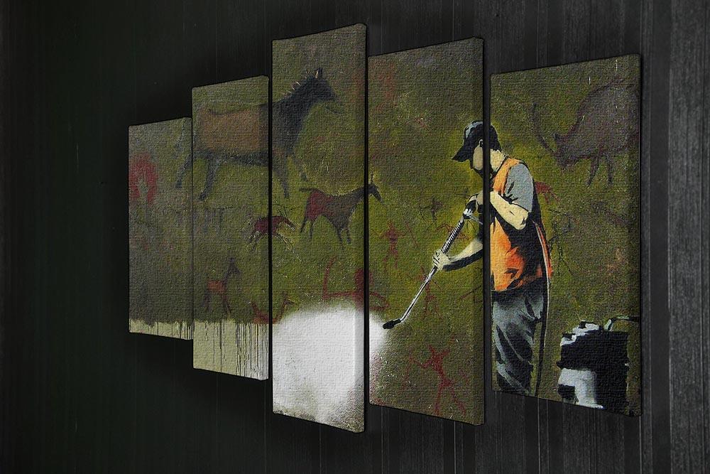 Banksy Cave Graffiti Removal 5 Split Panel Canvas - Canvas Art Rocks - 2