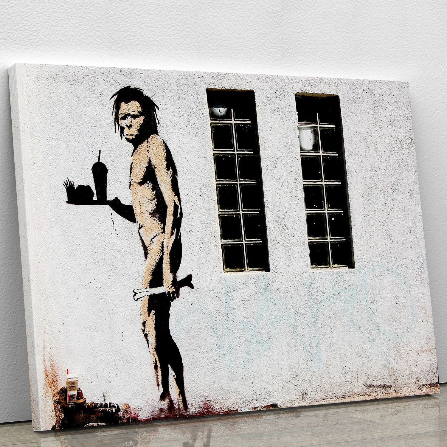 Banksy Caveman Takeaway Canvas Print or Poster