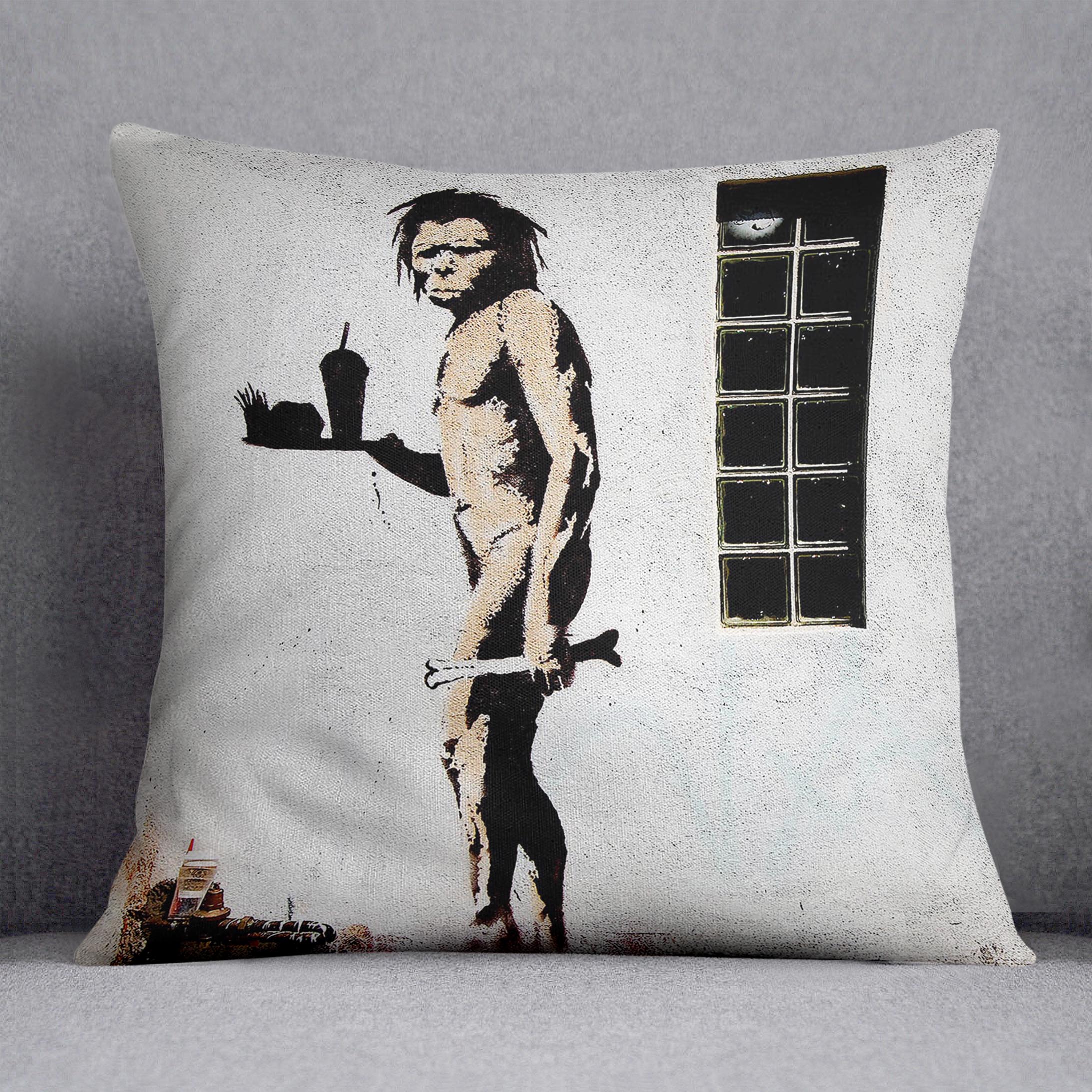 Banksy Caveman Takeaway Cushion