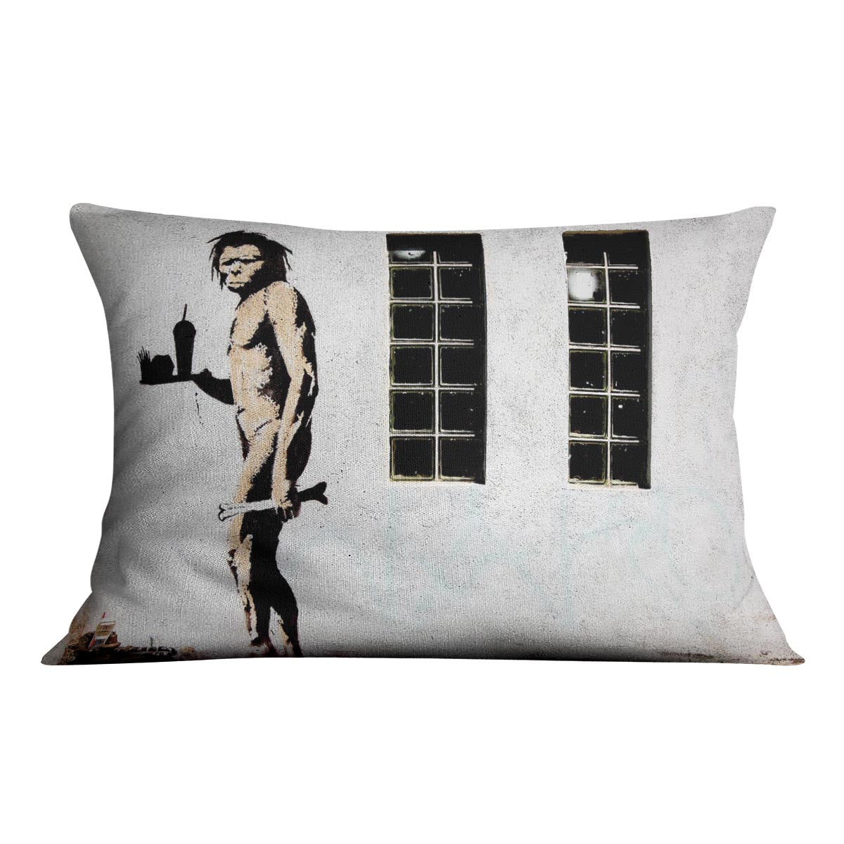 Banksy Caveman Takeaway Cushion