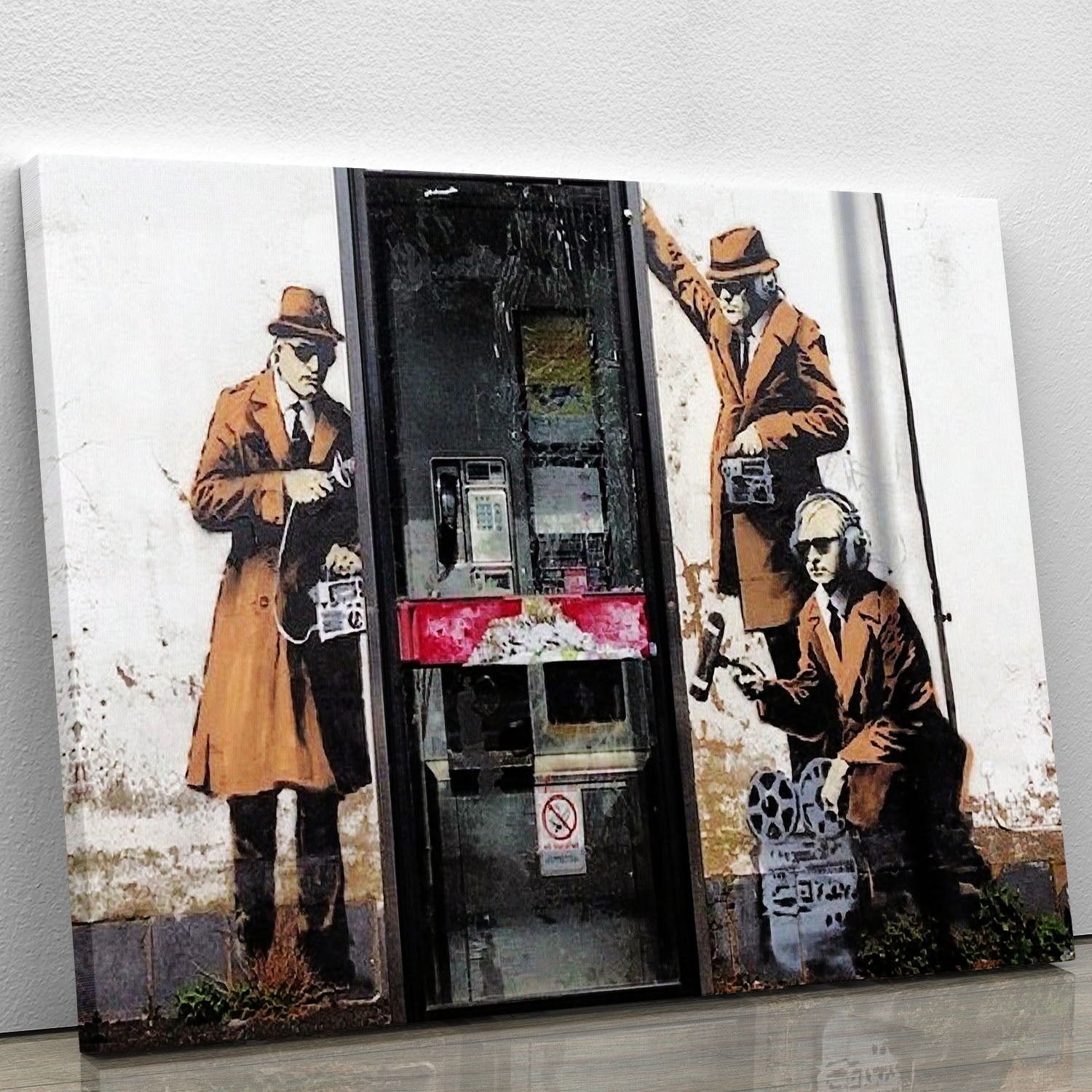 Banksy Cheltenham Telephone Box Spies Canvas Print or Poster