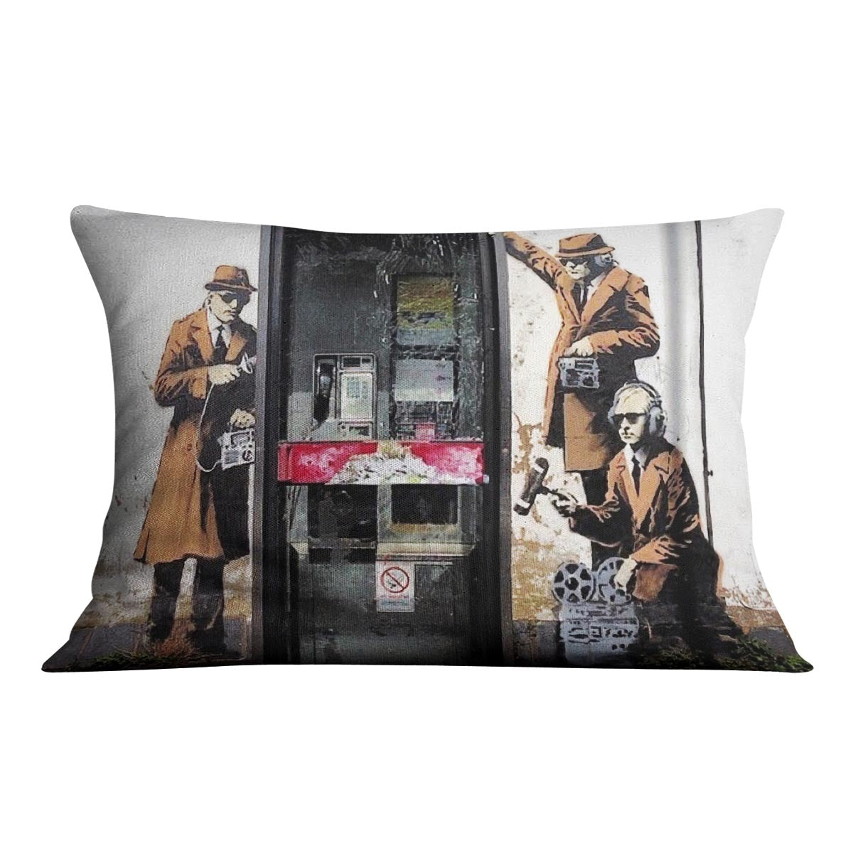 Banksy Cheltenham Telephone Box Spies Cushion