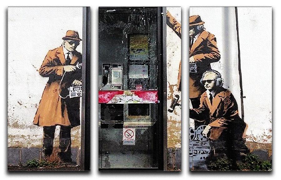 Banksy Cheltenham Telephone Box Spies 3 Split Canvas Print - Canvas Art Rocks