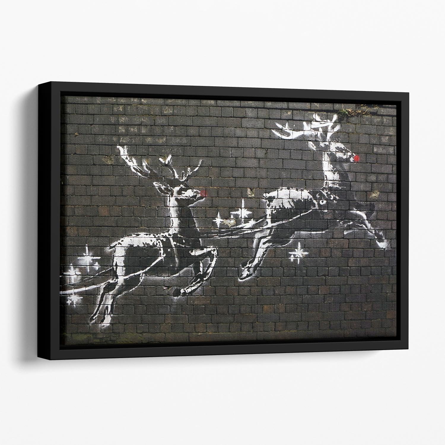 Banksy Christmas Floating Framed Canvas - Canvas Art Rocks - 1