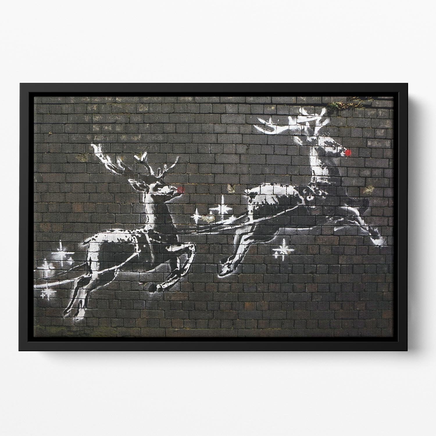 Banksy Christmas Floating Framed Canvas - Canvas Art Rocks - 2