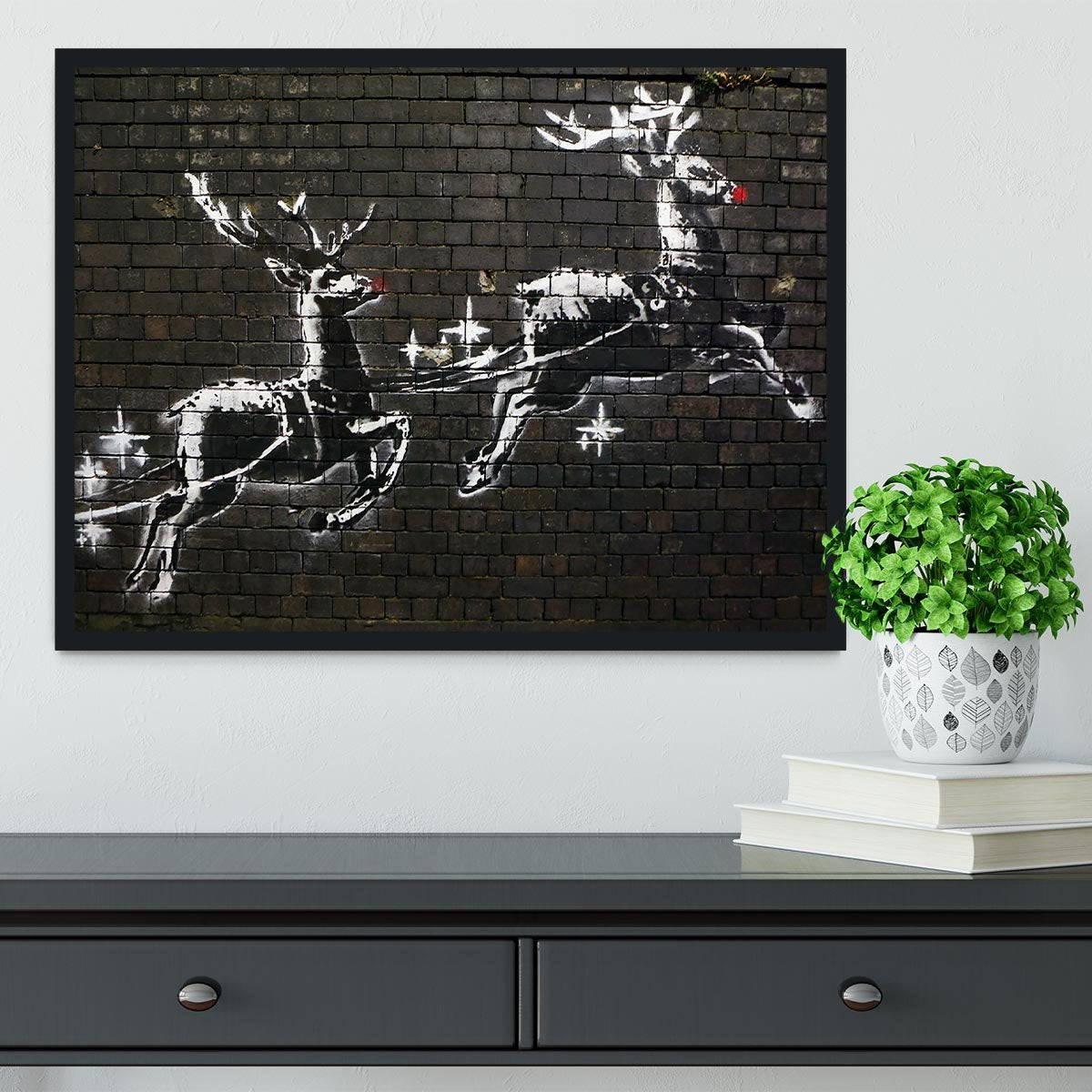 Banksy Christmas Framed Print - Canvas Art Rocks - 2
