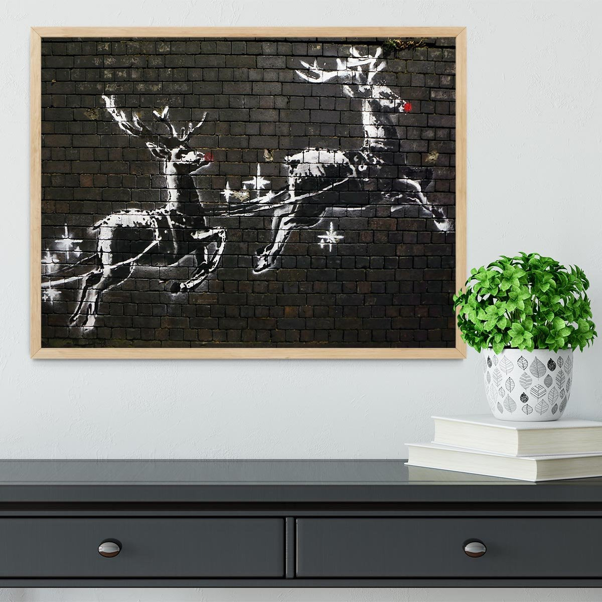 Banksy Christmas Framed Print - Canvas Art Rocks - 4