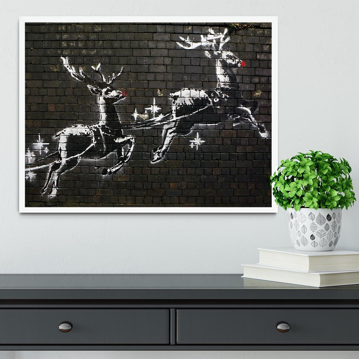 Banksy Christmas Framed Print - Canvas Art Rocks -6