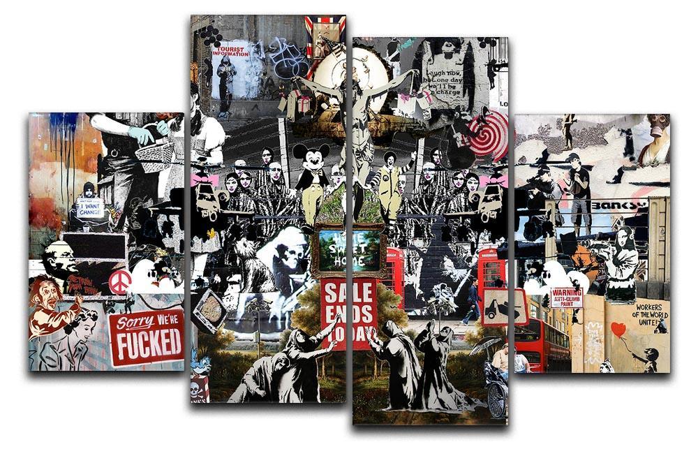 Banksy Collage 4 Split Panel Canvas  - Canvas Art Rocks - 1