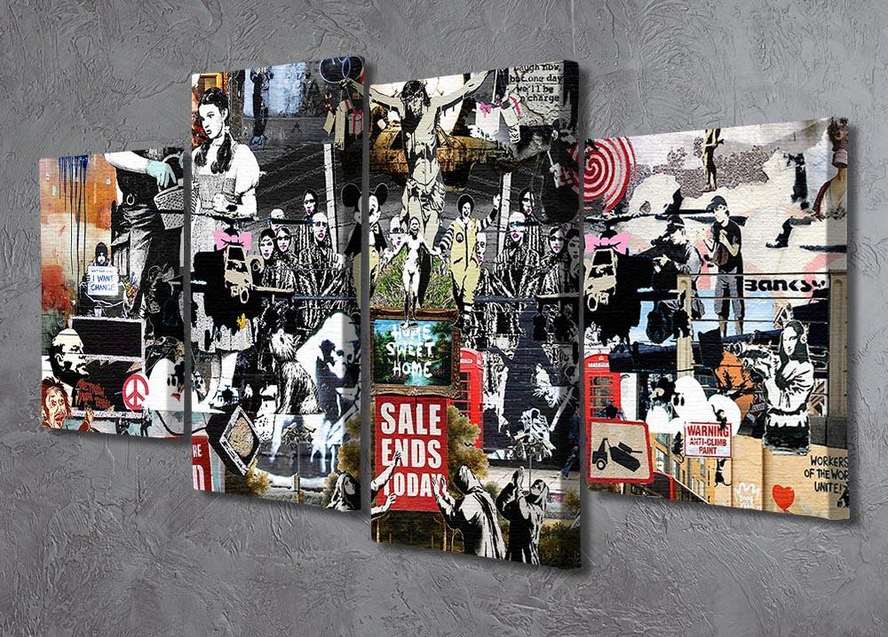 Banksy Collage 4 Split Panel Canvas - Canvas Art Rocks - 2