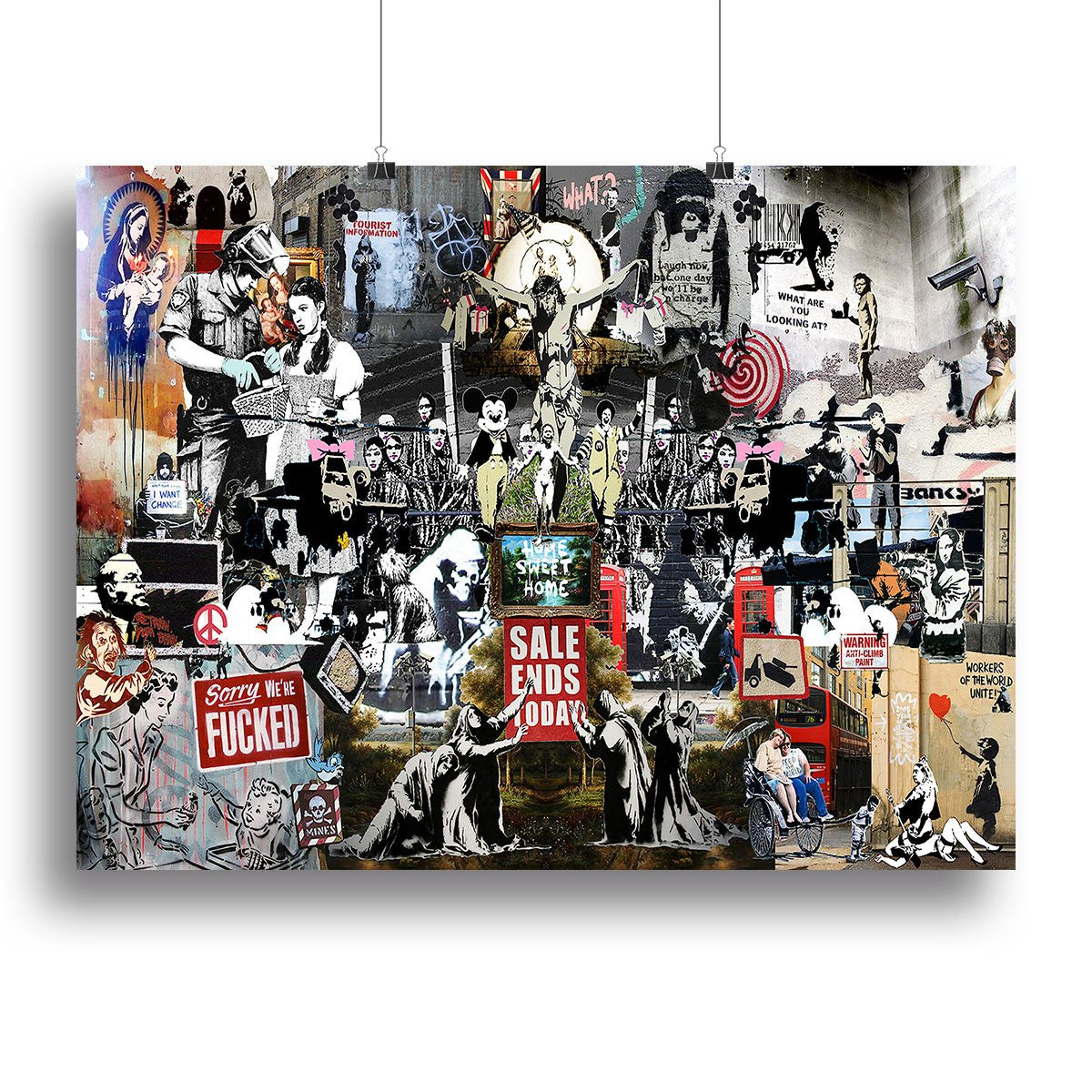 Banksy Collage Canvas Print or Poster