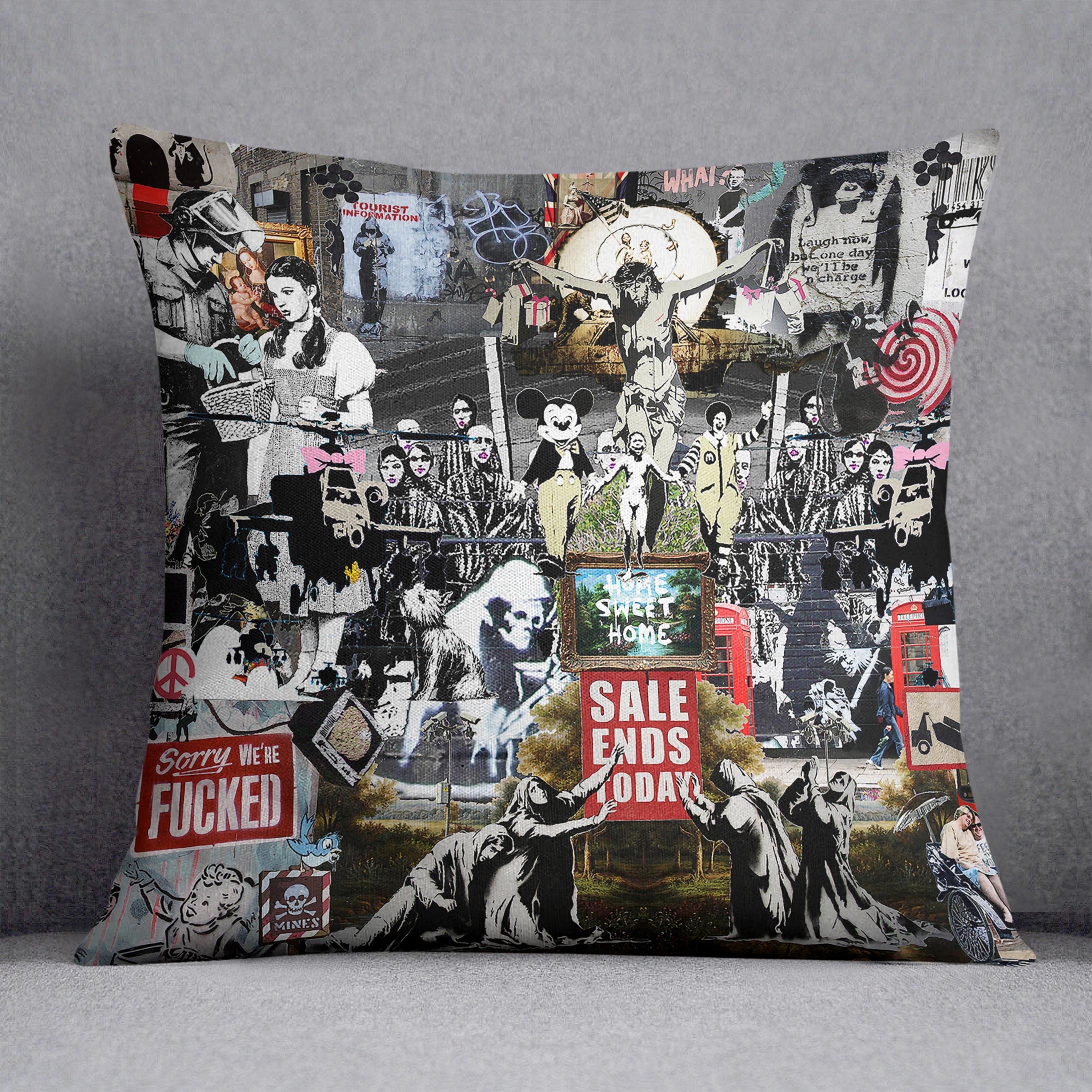 Banksy Collage Cushion