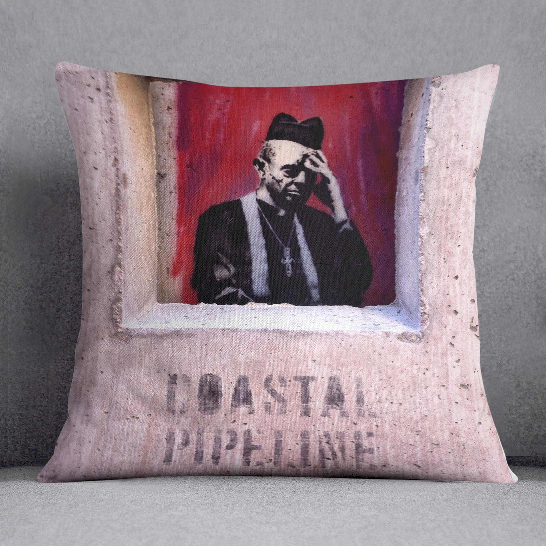 Banksy Concrete Confessional Cushion