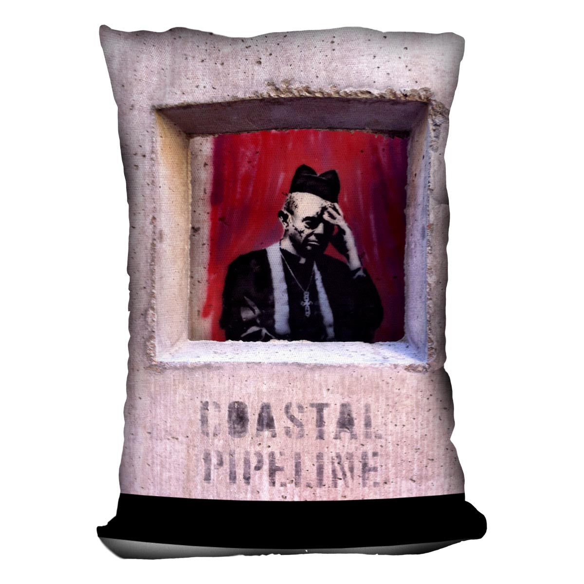 Banksy Concrete Confessional Cushion