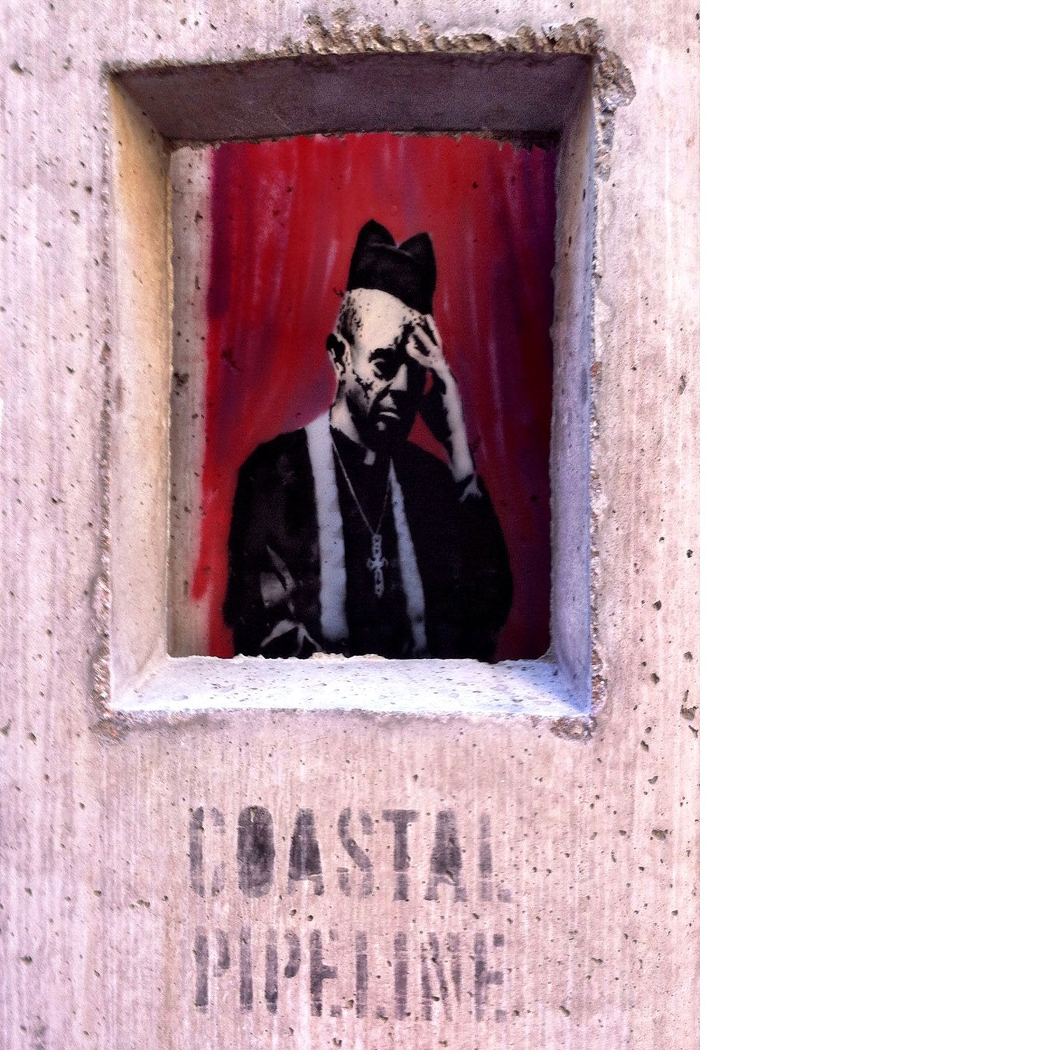 Banksy Concrete Confessional Floating Framed Canvas