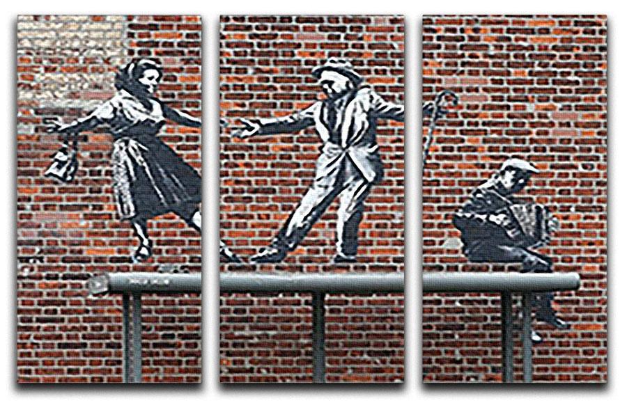 Banksy Couple Dancing 3 Split Panel Canvas Print - Canvas Art Rocks - 1
