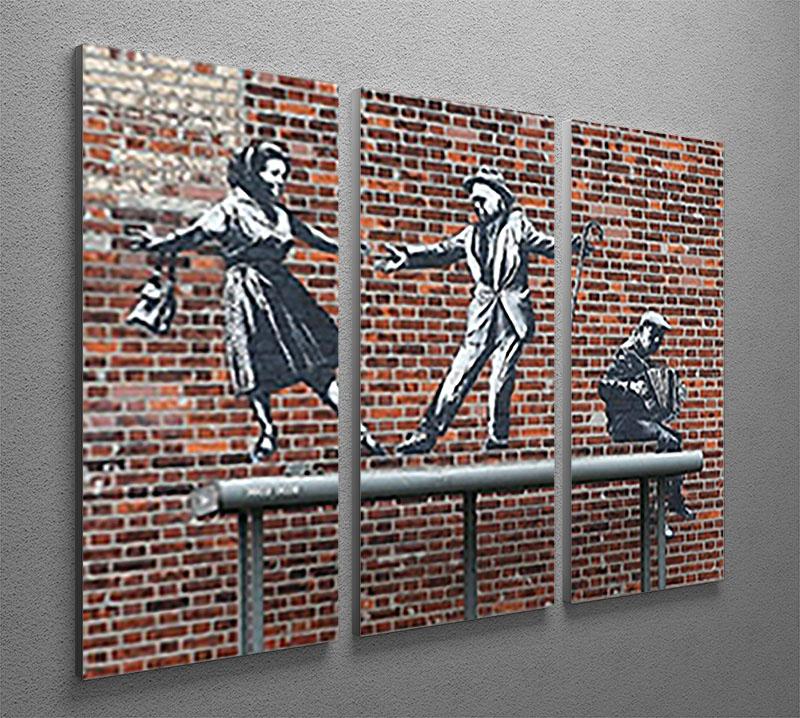 Banksy Couple Dancing 3 Split Panel Canvas Print - Canvas Art Rocks - 2