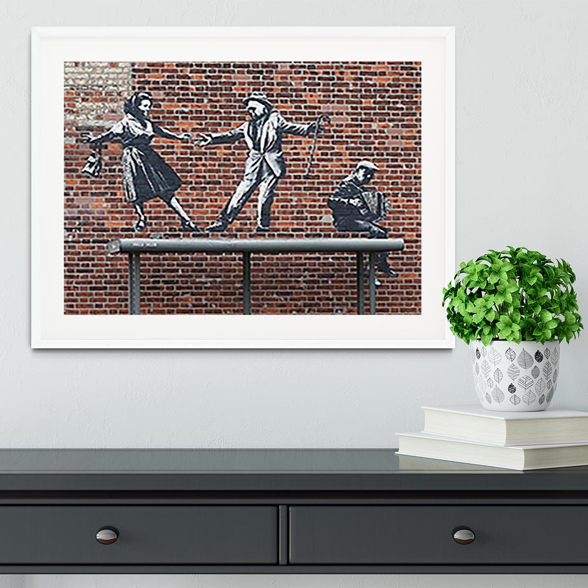 Banksy Couple Dancing Framed Print - Canvas Art Rocks - 5