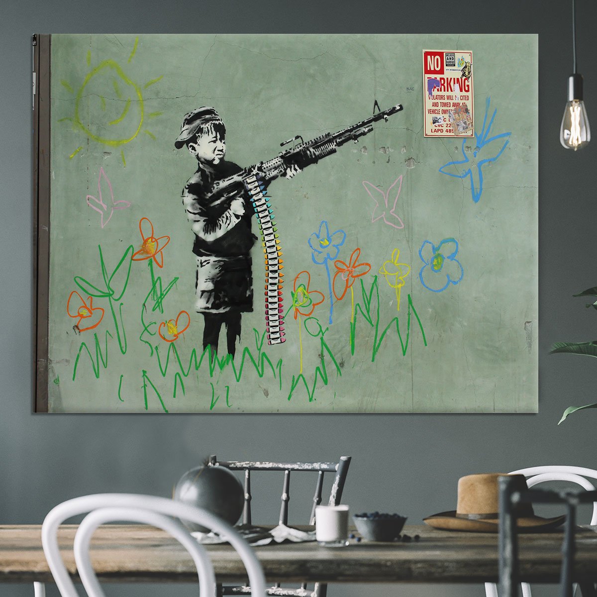 Banksy Crayon Child Soldier Canvas Print or Poster